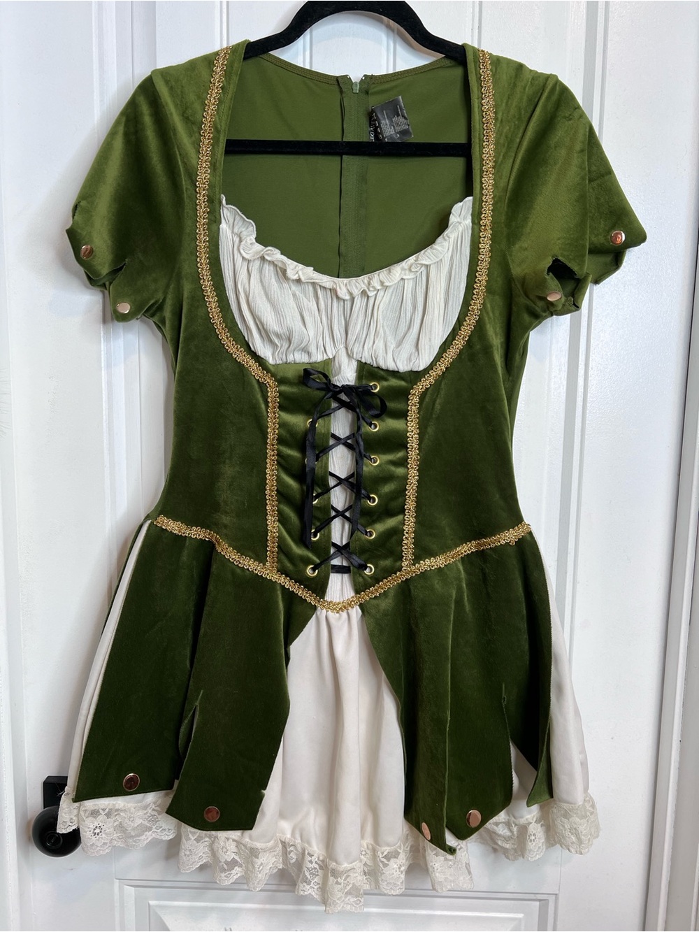 Leg Avenue Green and Cream Medieval Peasant Dress. Size M/L.